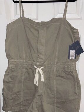 Universal Thread Womens XXL Shorts Romper Khaki Denim Snap Front Adjustable 4"